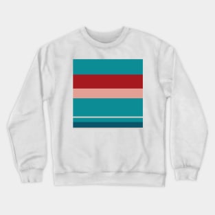 A magnificent collection of Blood (Animal), Blush, Silver, Dark Cyan and Petrol stripes. Crewneck Sweatshirt